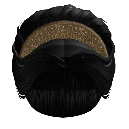 Black Roman Goddess Hair with Gold Diadem