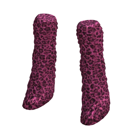 Y2K Hime Gyaru Pink Leopard Fur Boots