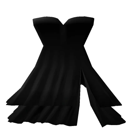 (1.0) R6 Black Long Wavy Slit Dress