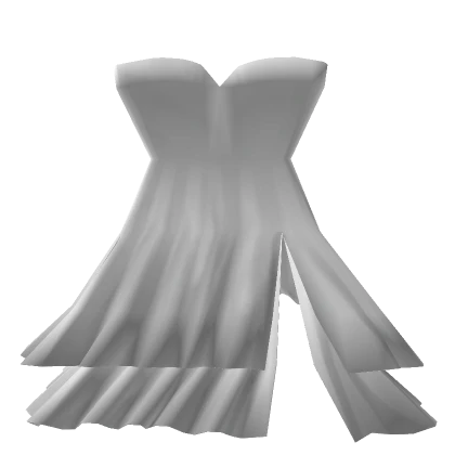 (1.0) R6 White Long Wavy Slit Dress 