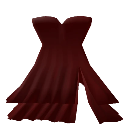 (1.0) R6 Red Long Wavy Slit Dress 