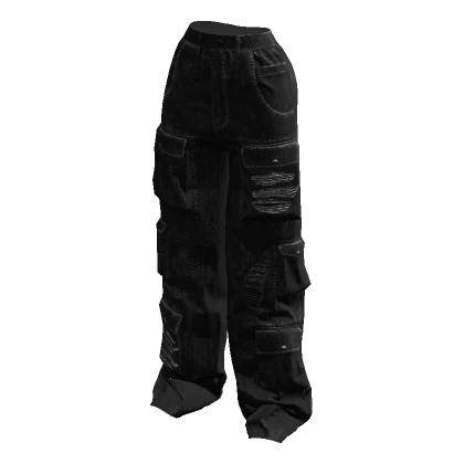 Baggy Y2K Ripped Black Cargo Pants