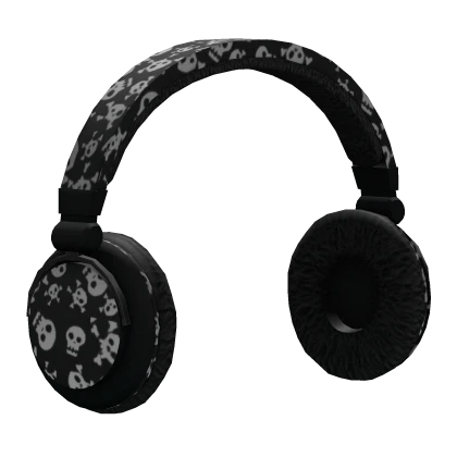 black + white skulls y2k scene headphones