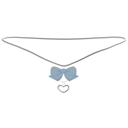ʚ♡ɞ blue bow heart necklace silver (3.0)