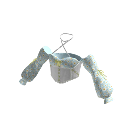 Vintage Cottagecore Corset in Blue and Yellow