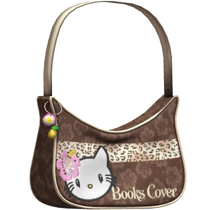 Hibiscus kitty Summer Beach Shoulder Bag in Brown