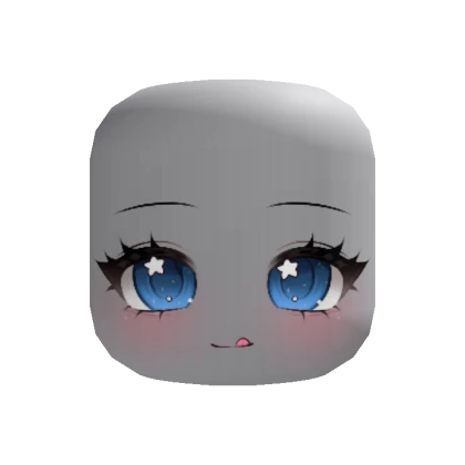 kawaii blue star yum chibi face (recolorable)