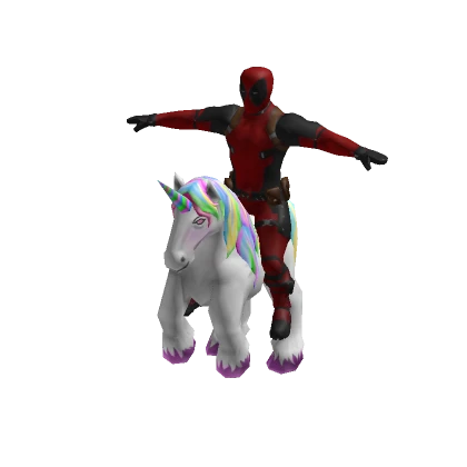 Deadpool Riding Unicorn Suit