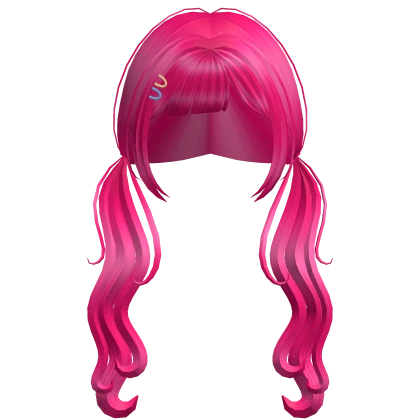 Cutesy Wavy Pigtails w/ Clips - Pink Pony