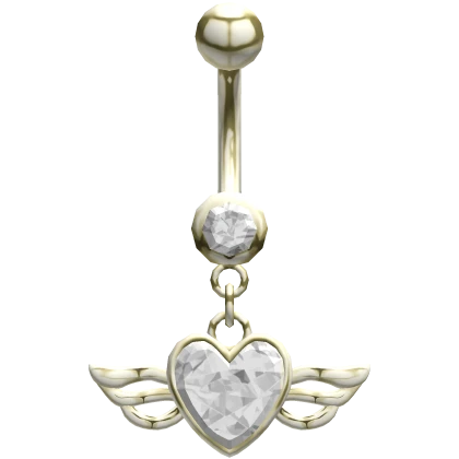 Gold Heart Diamonds Belly Piercing