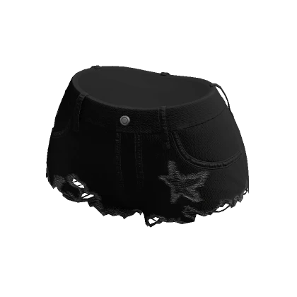 Y2K Ripped Denim Shorts Black