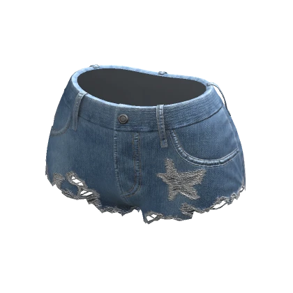 Y2K Ripped Denim Shorts Blue