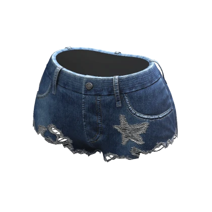 Y2K Ripped Denim Shorts Dark Blue