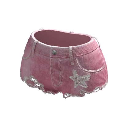 Y2K Ripped Denim Shorts Pink