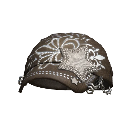 Thrifted Pierced Rhinestone Star Y2K Hat (Brown)