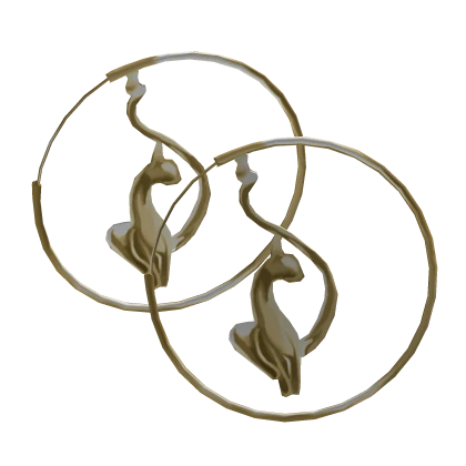 2000s Y2K Couture Kitty Hoop Earrings (Gold)