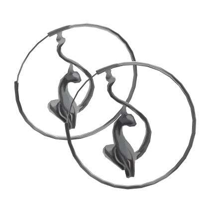 2000s Y2K Couture Kitty Hoop Earrings (Silver)