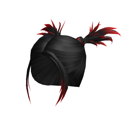 Spiky Black Pigtails with Red Ombre