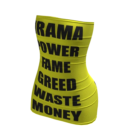 Y2K Money Greed Fame Tube Dress | Tape Yellow