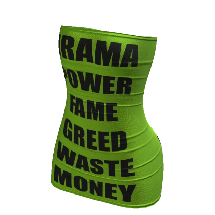 Y2K Money Greed Fame Tube Dress | Brat Green