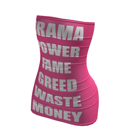 Y2K Money Greed Fame Tube Dress | Pink