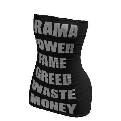 Y2K Money Greed Fame Tube Dress | Black