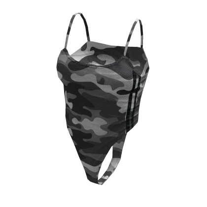 Grey Camo Cute Urban Sport Bodysuit Top