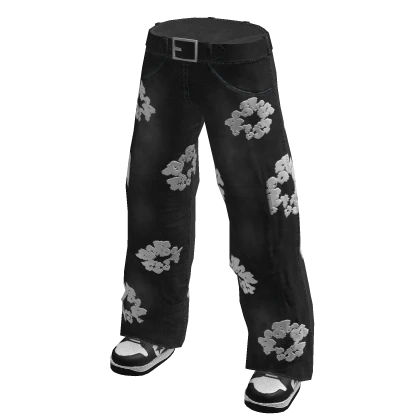 Y2K Black Flower Jeans