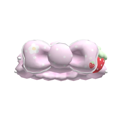 ♡ cute pink strawberry spa day headband