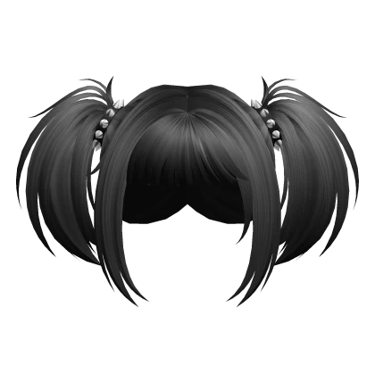 Black Gothic Messy Pigtails W Spiky Cuffs