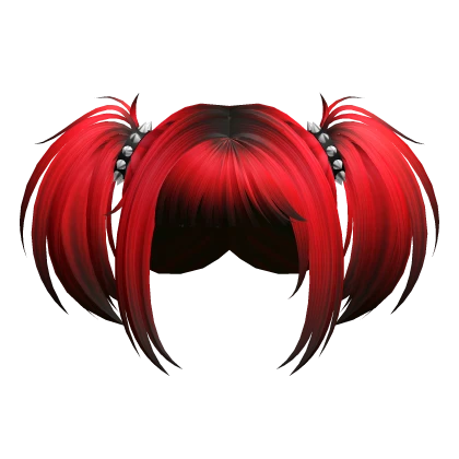 Neon Red Gothic Messy Pigtails W Spiky Cuffs