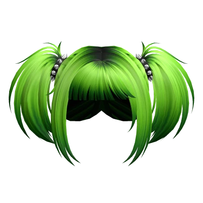 Scene Green  Gothic Messy Pigtails W Spiky Cuffs