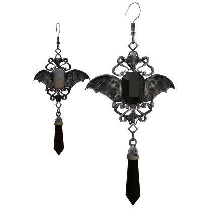 Black Grunge Bat Earrings