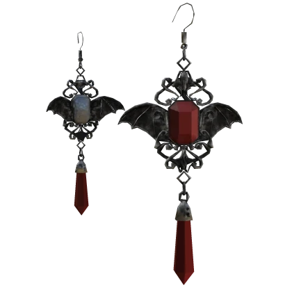 Ruby Grunge Bat Earrings