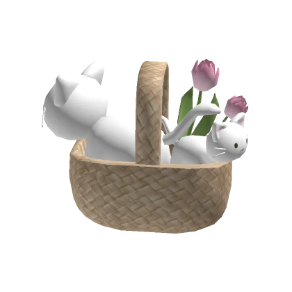 ♡ Kawaii Cottagecore Cat Tulips Basket Holdable 🐈