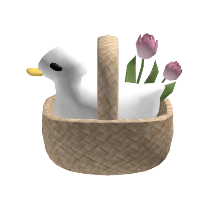 ♡ Kawaii Cottagecore Duck Tulips Basket Holdable