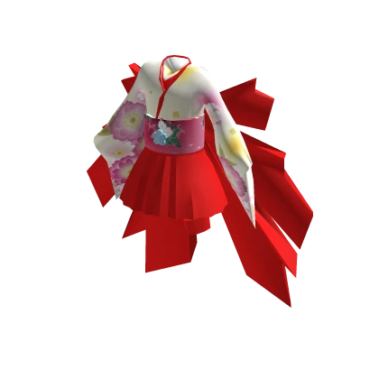 Red arranged kimono skirt