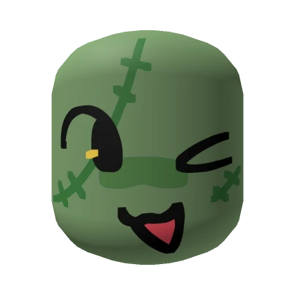 Winking Cute Silly Undead Zombie Face [Moss Green]