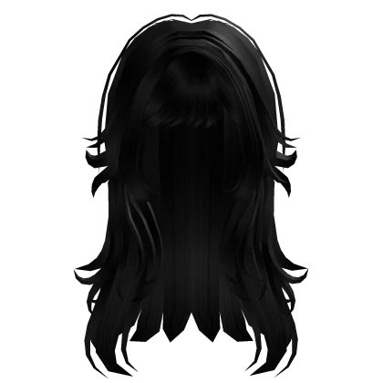 Long Layered Messy Wolfcut Bangs Black