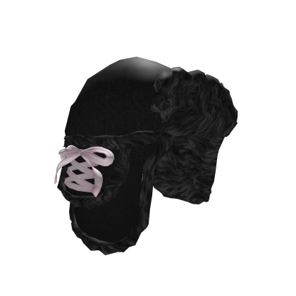 black ushanka w ribbon kawaii 