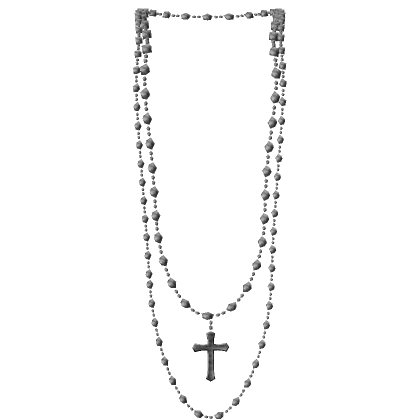 Silver Pearl Rope Necklace w/ Cross