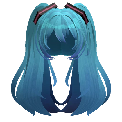 Miku Long Fluffy Twintails Hair - Blue Teal