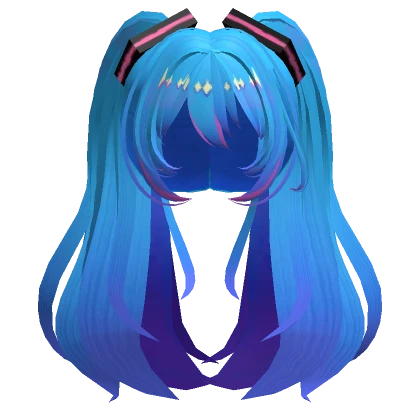 Miku Long Fluffy Twintails Hair - Blue Purple 