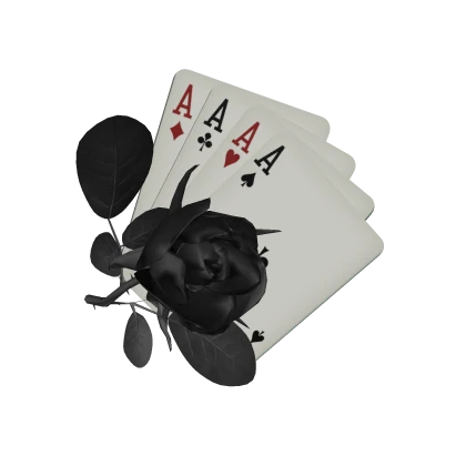 3.0 Vintage Gothic Broche Black Rose and Cards