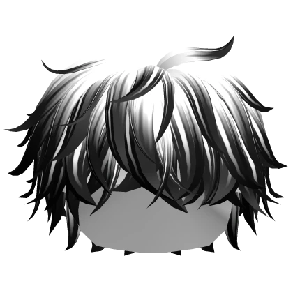 White Black Messy Fluffy Boy Hair