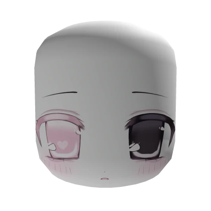 cute blush anime face mask pink and black eyes