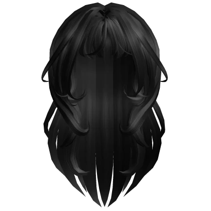 ♡ long hair with bangs in black ♡ ✧.*