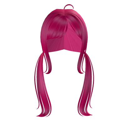 Hot Pink Pigtail Hair W Bangs