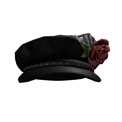 Goth Black Hat w/ a Skeleton Hand and a Rose