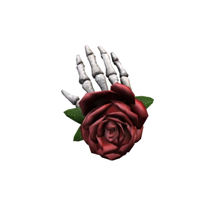 Skeleton Hand and Rose Hair Clip